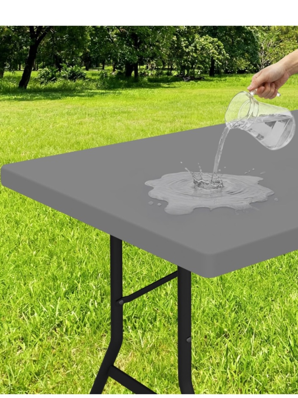 Vinyl Tablecloth Flannel Back Elastic Fit Rectangular 24x48” (for 4Ft Tables)